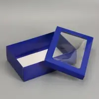 Коробка складная &laquo;Синяя&raquo;, с окном  30 х  20 х 9 см