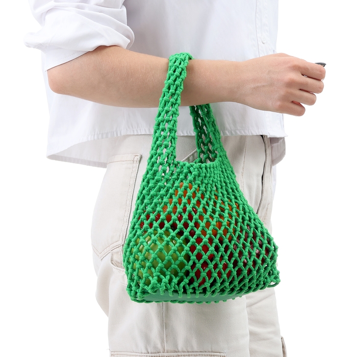 Авоська 20 х 30 см, ручка 10 см, клетка 1.5 см, зеленая