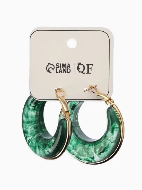 Серьги-кольца акрил "Тренд", цвет изумрудный в золоте