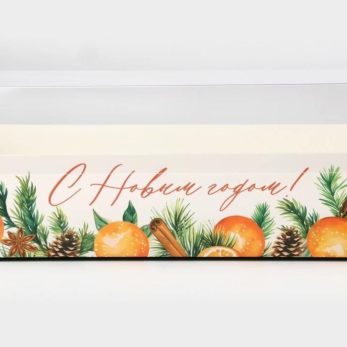 Коробка для кондитерских изделий с пластиковой крышкой &laquo;Тепла и Уюта&raquo;, 30 х 8 х 11 см, Новый год