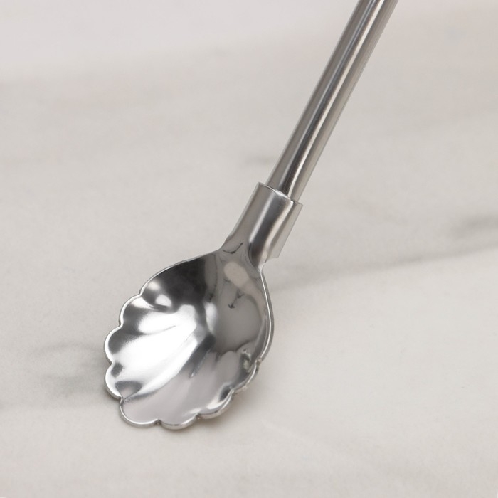 Ложка-трубочка для коктейля из нержавеющей стали &laquo;Ракушка&raquo;, длина 21 см, цвет серебряный