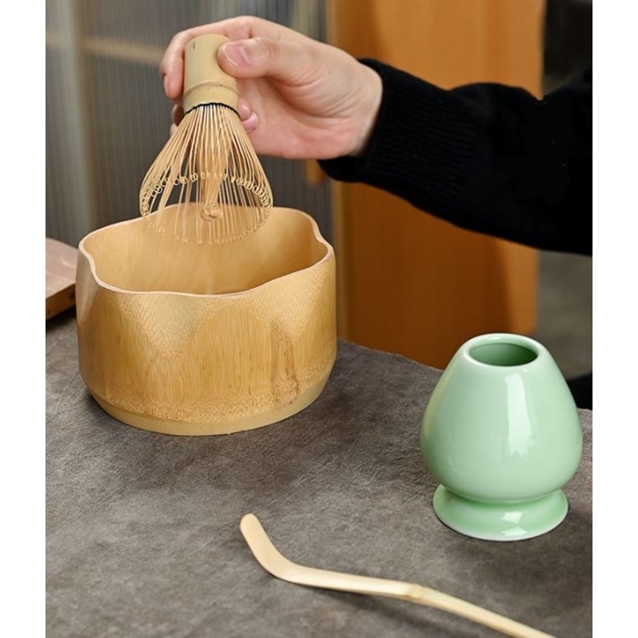 Набор для приготовления Матча чая 4 в 1: венчик Часен, подставка, ложка Тясаку, чаша Тяван