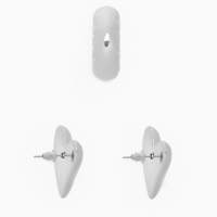 Набор серьги и каффы 3 шт. &laquo;Сердечко&raquo; бублик, цвет серебро