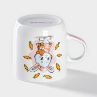 Кружка керамическая Доляна &laquo;Лапочка зайка&raquo;, 230 мл, цвет белый