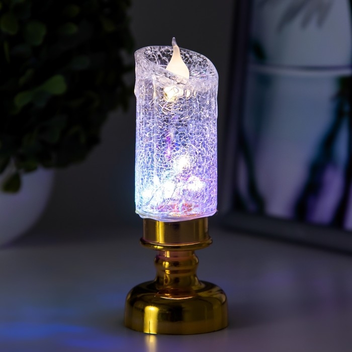 Ночник "Ледянная свеча" LED 1Вт от батареек 3хLR44 золото 4,5х4,5х12 см RISALUX