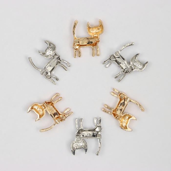 Брошь &laquo;Кошечка&raquo; с цветком, цвет МИКС (неделимая фасовка 12 шт., цена за шт.)