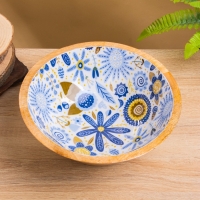 Салатник "Васильки" дерево манго 25х25х10 см