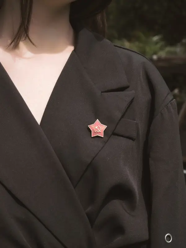 Значок &laquo;Звезда Серп и молот&raquo;, 2.5 см, цвет красный в золоте