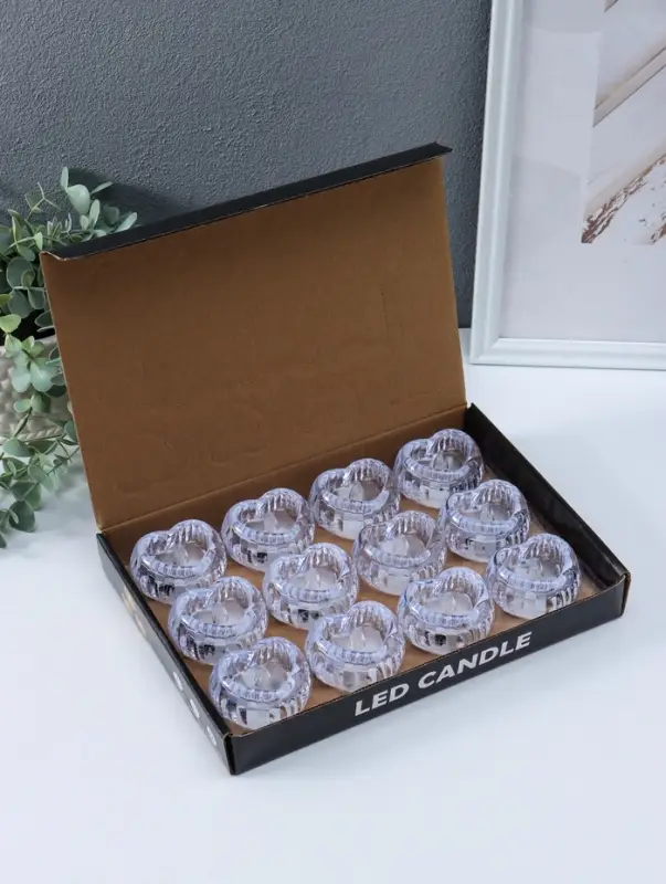 Светодиодная свеча LED "Свеча в сердце-льдинке" 3хLR1130 прозрачный 5,5х5,5х3,3 см