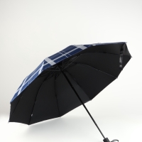 Зонт механический &laquo;Клетка&raquo;, эпонж, 4 сложения, 10 спиц, R = 54/60 см, D = 120 см, цвет МИКС