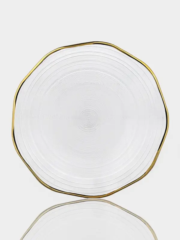 Тарелка десертная "Свита" 21х2 см, золотой обод, прозрачная