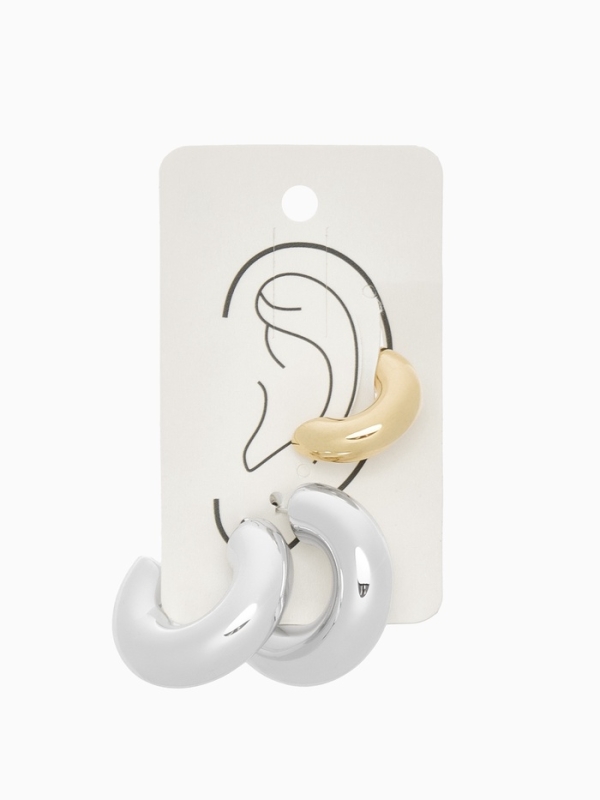 Набор серьги и каффы 3 шт. &laquo;Бублик&raquo; кольца, цвет золото в серебре