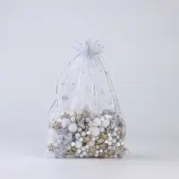 Мешочек подарочный &laquo;С Новым годом&raquo;, органза, серебристый, 20 х 30 см