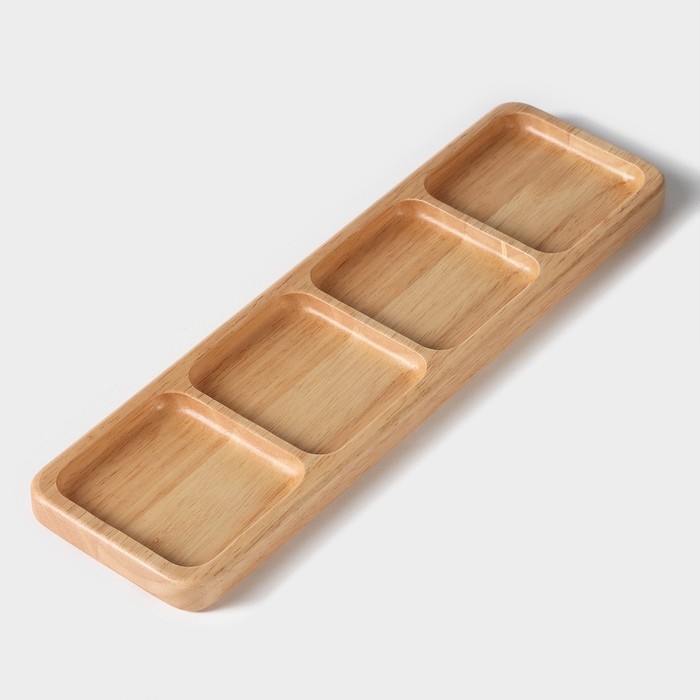 Менажница Magistro Tropical, 4 секции, 35&times;10&times;1,8 см, каучуковое дерево