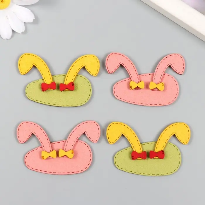 Декор для творчества иск. замша "Ушки, глазки" МИКС 6х3,7 см