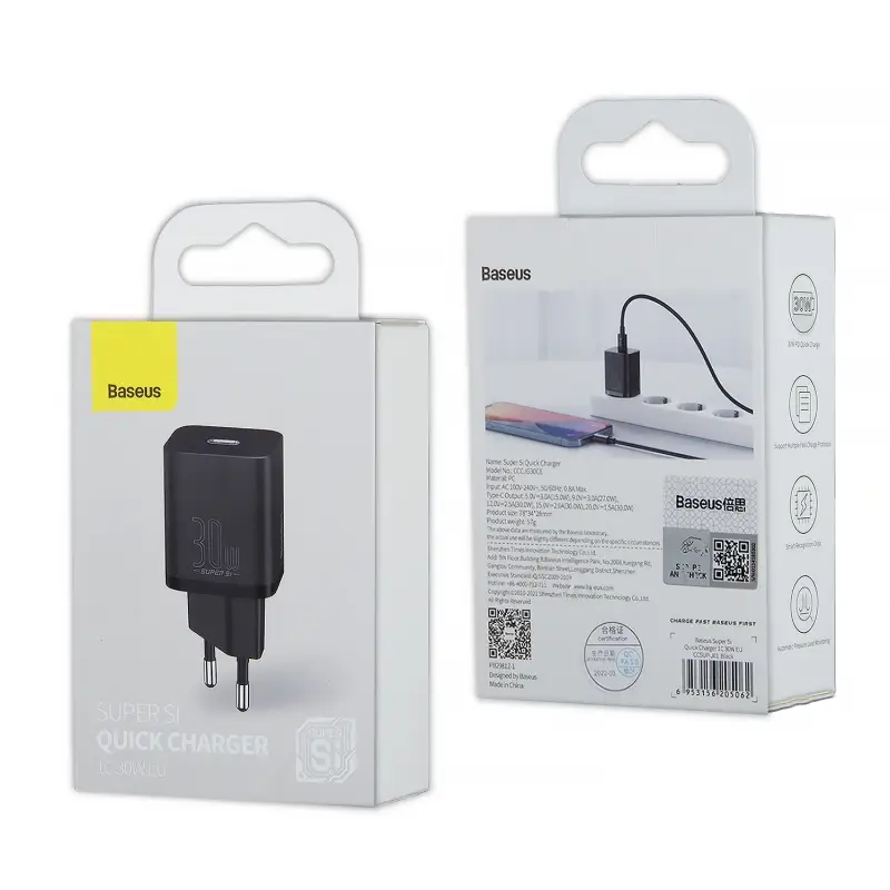 Переходник СЗУ на Type-C 30W CCSUP-J01 Baseus черный