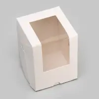 Коробка для 1 капкейк с окном, белая, 12.5&times;9.5&times;9.5 см