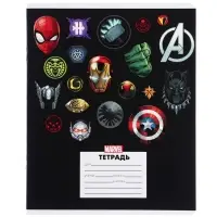 Тетрадь в линейку 24 листа, 5 видов МИКС, частичный уф-лак, обложка мелованный картон, &laquo;Мстители&raquo;