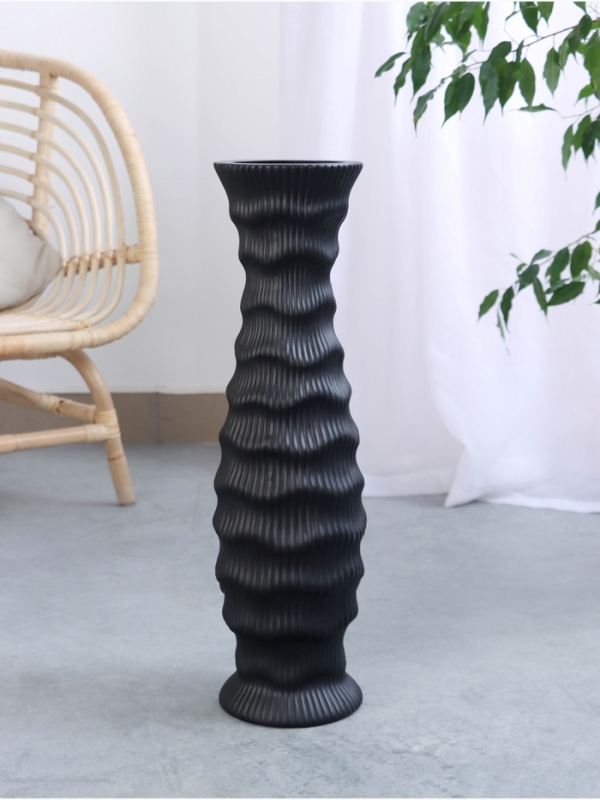 Ваза керамика напольная "Каро" 58х13 см, чёрный