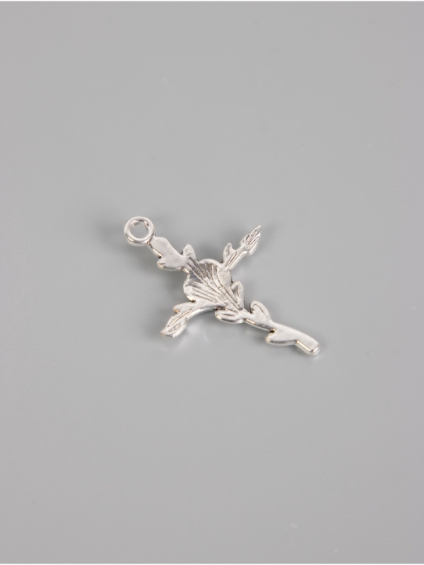 Декор для творчества металл "Роза и крест" серебро набор 10 шт 3,4х2,3х0,2 см