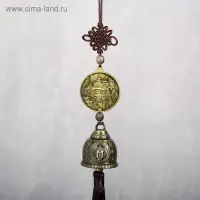 Колокольчик металл "Монета с буддой" 1 колокол d=4,8 см 39х5,3х4,8 см