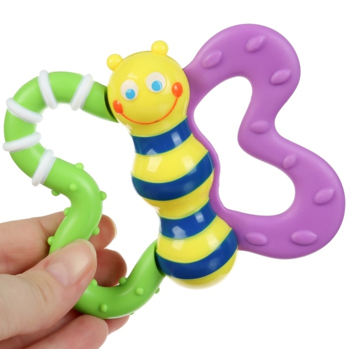 Погремушка &laquo;Бабочка&raquo; с эластичными элементами, в пакете, Крошка Я