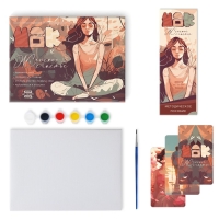 Арт-терапия &laquo;Женское счастье&raquo; с МАК, 50 карт (7х12 см), холст (22х16,5 см), краски (6 цветов), кисть, 16+