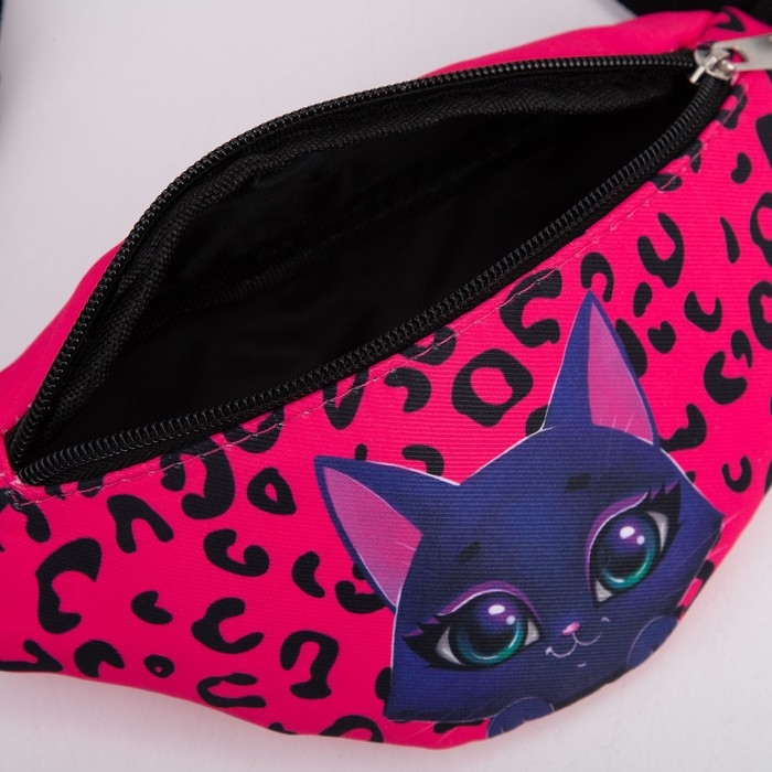 Сумка детская для девочки поясная &laquo;Котик&raquo; 20 см х 10 см х 6 см