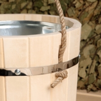 Ведро из липы, 7л, оцинкованная вставка, ручка-веревка, "Добропаровъ"