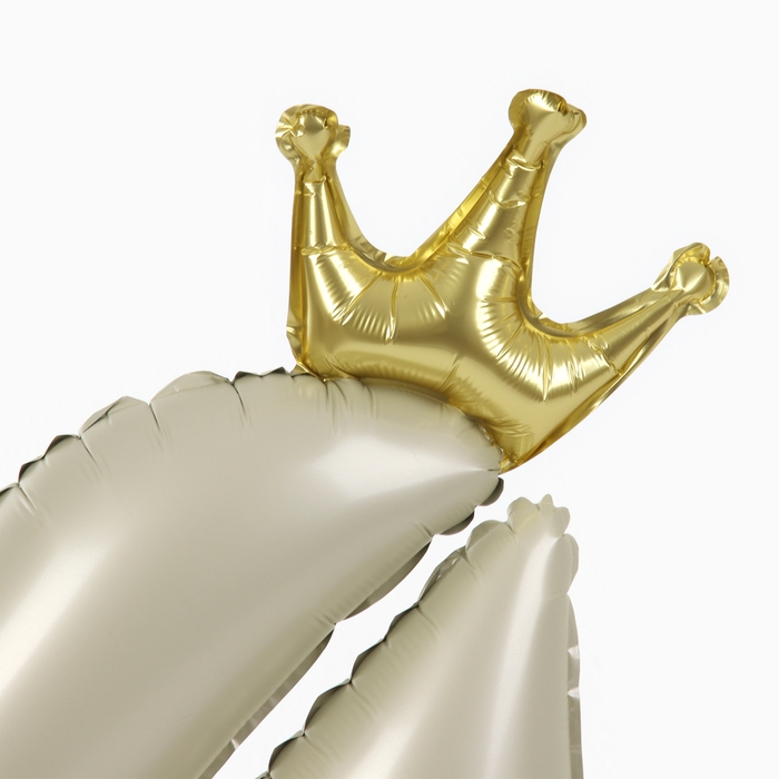 Шар фольгированный 42" &laquo;Цифра 4 с короной&raquo; на подставке, цвет взбитые сливки