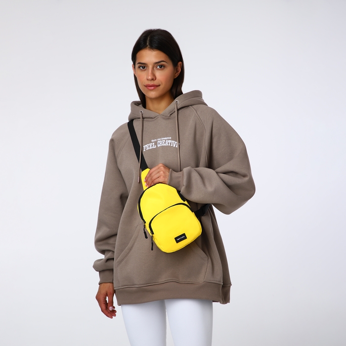 Сумка-слинг на молнии TEXTURA, наружный карман, цвет жёлтый