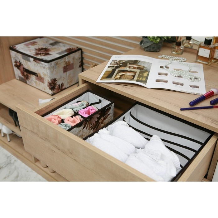 Органайзер для хранения белья Доляна &laquo;Астра&raquo;, 7 ячеек, 34&times;30,5&times;10 см, цвет коричневый