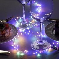 Гирлянда &laquo;Мишура&raquo; 1 м роса, IP20, серебристая нить, 100 LED, 2 режима, батарейки AAх3 (нет в комплекте), свечение мульти