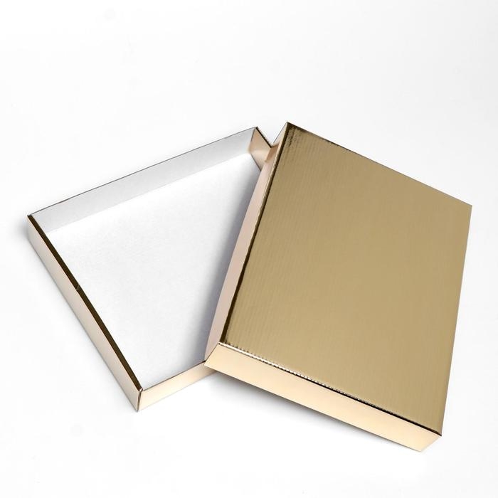 Коробка сборная без печати крышка-дно, золотая, без окна, 26 х 21,5 х 4 см