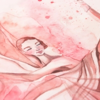 Наклейка пластик интерьерная цветная "Балерина в розовом" 30х45 см