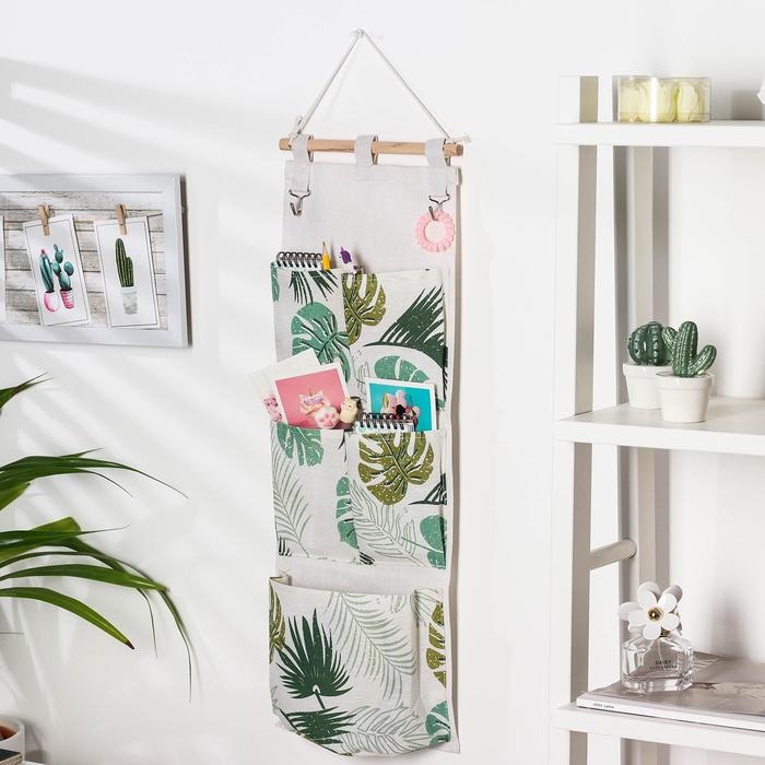 Органайзер подвесной с карманами Доляна &laquo;Тропиканка&raquo;, 5 отделений, 65&times;23 см