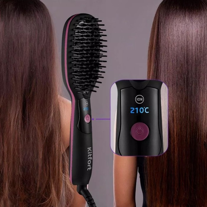 Электрическая расческа-выпрямитель Kitfort КТ-3221, 40 Вт, 210&deg;C, шнур 1.6 м