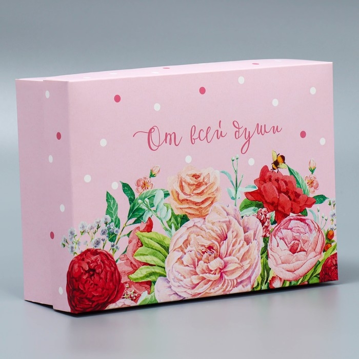 Коробка подарочная складная, упаковка, &laquo;Цветы&raquo;, 21 х 15 х 7 см
