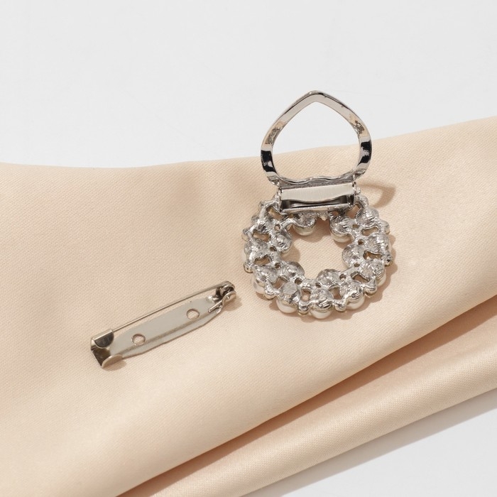 Зажим для платка &laquo;Жемчужинка&raquo;, цвет белый в серебре