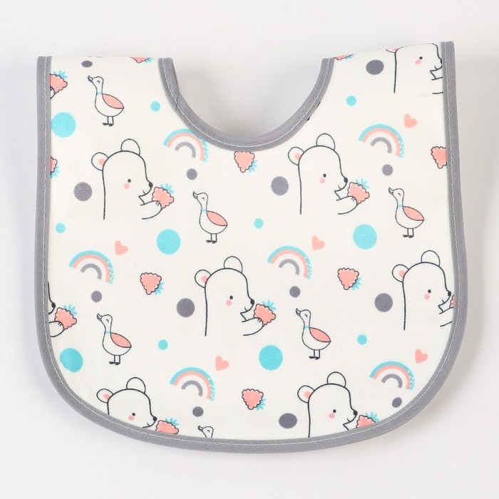 Нагрудник детский Крошка Я (фасовка 10 шт., серая окантовка)