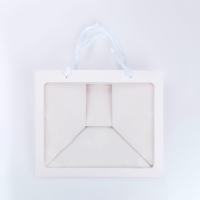 Пакет подарочный с широким дном и окном 35 х 29 х 28 см, белый