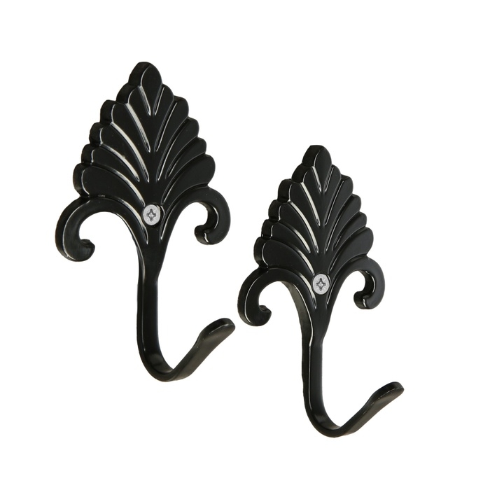 Крючок однорожковый для штор CAPPIO KC111, цвет черный, 2 шт