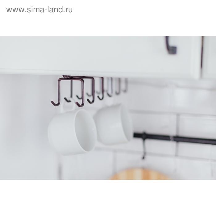 Держатель для кружек подвесной Доляна, на 12 предметов, 27&times;5&times;7,5 см, цвет коричневый