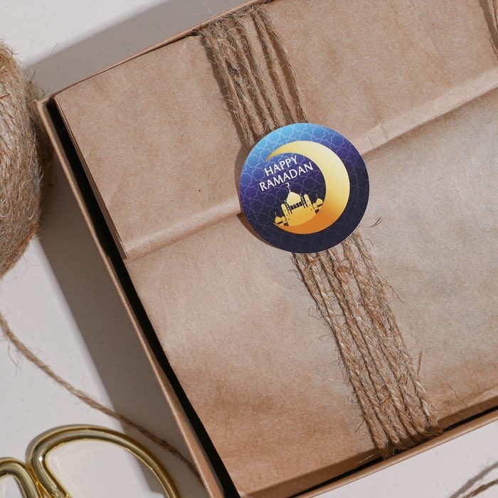 Наклейки для бизнеса и подарков Happy Ramadan, 40 шт, 4 х 4 см