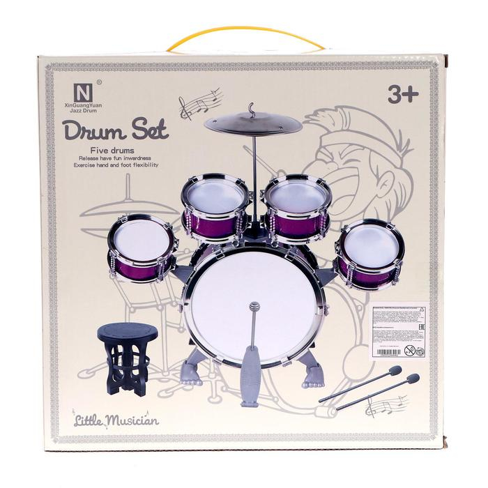 Барабанная установка &laquo;Басист&raquo;, 5 барабанов, тарелка, палочки, стульчик, педаль, МИКС
