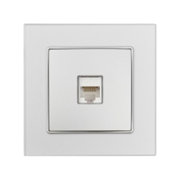 Розетка компьютерная одноместная TOT Matte Glass, скрытая, стекло, серебристая