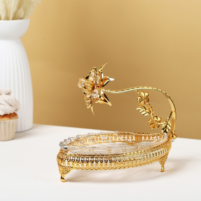 Фруктовница металлическая &laquo;Лист&raquo;, 23&times;12&times;18 см, цвет золотой