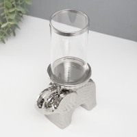 Подсвечник керамика, стекло на 1 свечу "Слон" d=8 см серебро 16х10х27 см