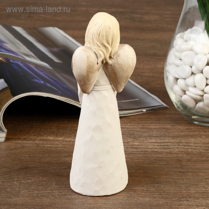 Сувенир полистоун "Ангел-девушка в белом платье с цветами/сердцем" МИКС 15,5х7х4,5 см