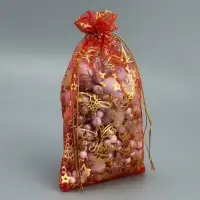 Мешочек подарочный органза &laquo;Новогодние игрушки&raquo;, 16 х 24 см +/- 1.5 см